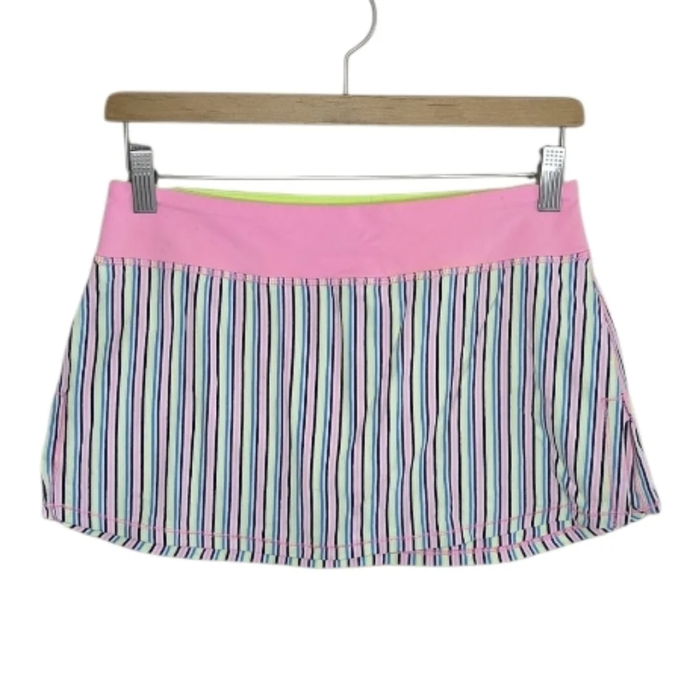 Ivivva Pink Blue Yellow Black Striped Skort Girls Size 14